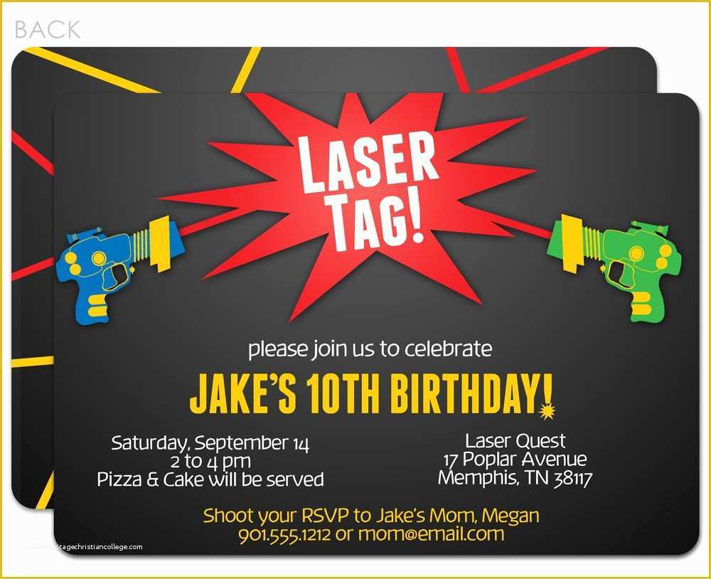 Free Printable Laser Tag Invitation Template Of Laser Tag Birthday Invitations Free Printable