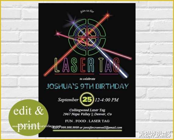 Free Printable Laser Tag Invitation Template Of Laser Tag Birthday Party Invitation Laser Tag Invitation