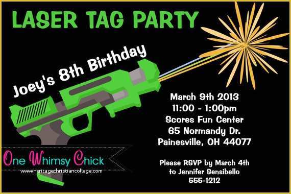 Free Printable Laser Tag Invitation Template Of Laser Tag Birthday Party Invitations Template