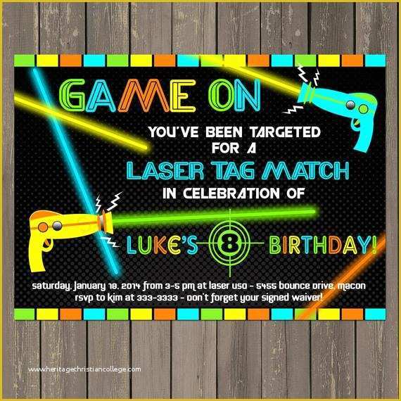 Free Printable Laser Tag Invitation Template Of Laser Tag Invitation Laser Tag Birthday Invitation Boys
