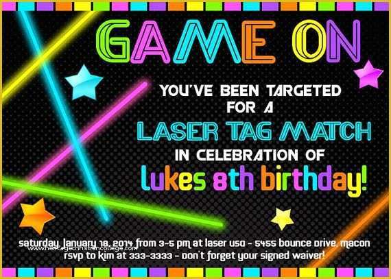 Free Printable Laser Tag Invitation Template Of Laser Tag Invitation Laser Tag Birthday Invitation Neon