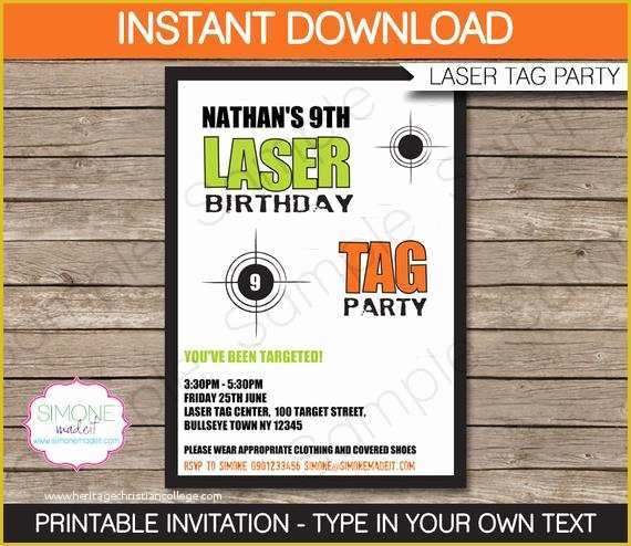 Free Printable Laser Tag Invitation Template Of Laser Tag Invitation Template Birthday Party Green and