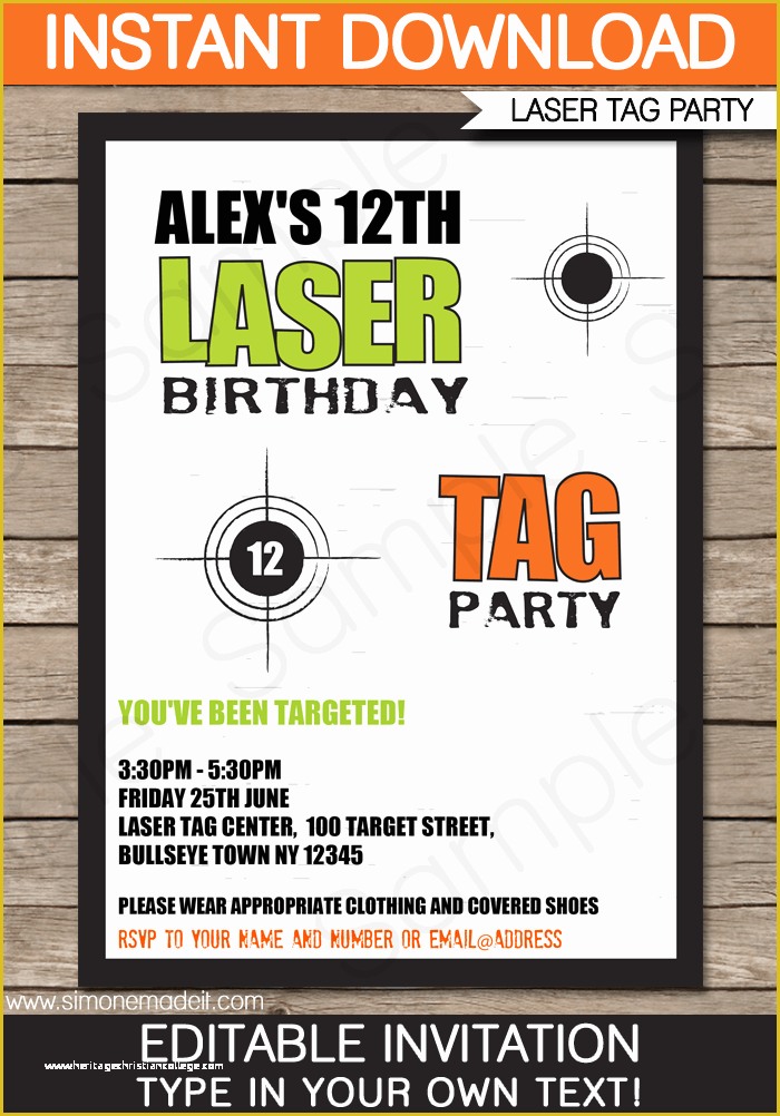 Free Printable Laser Tag Invitation Template Of Laser Tag Invitation Template