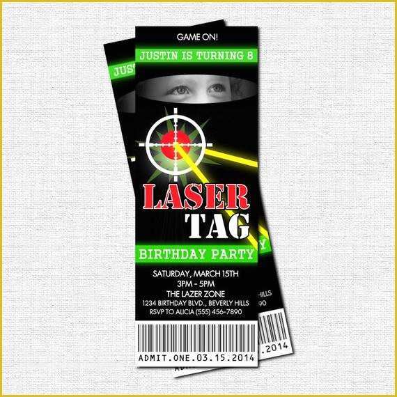 Free Printable Laser Tag Invitation Template Of Laser Tag Invitations Birthday Party Tickets Print by
