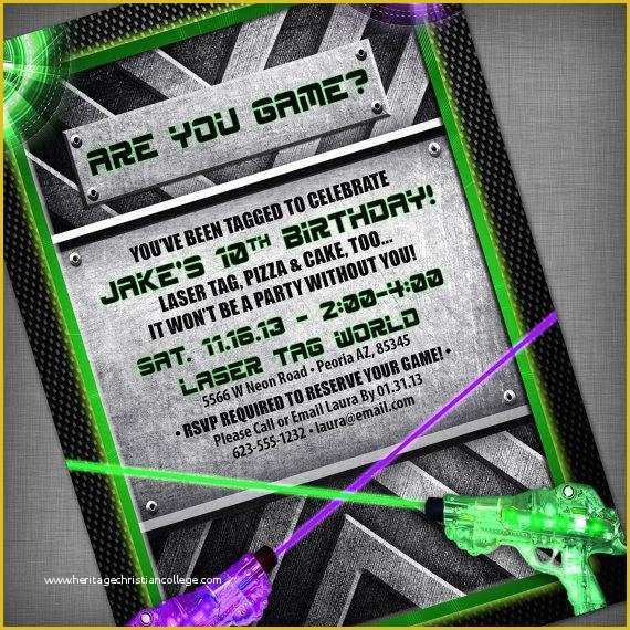Free Printable Laser Tag Invitation Template Of Laser Tag Party Customized Printable Invitation by