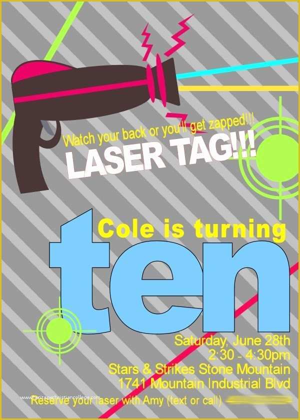 Free Printable Laser Tag Invitation Template Of Laser Tag Party Ideas