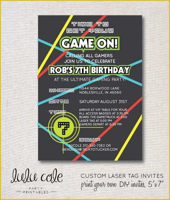 Free Printable Laser Tag Invitation Template Of Laser Tag Party Invitation Glow Party
