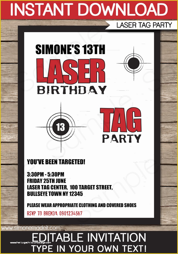 Free Printable Laser Tag Invitation Template Of Laser Tag Party Invitations