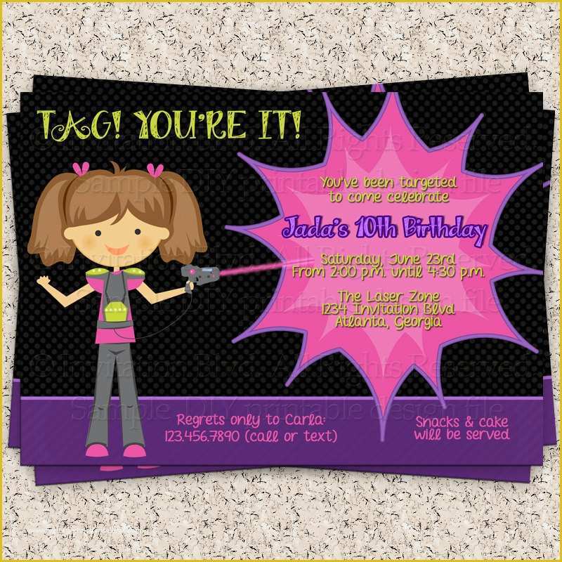 Free Printable Laser Tag Invitation Template Of Laser Tag Party Invitations Template Free