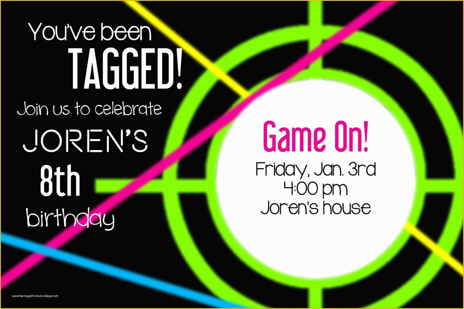 Free Printable Laser Tag Invitation Template Of Laser Tag Party Invitations Template Free