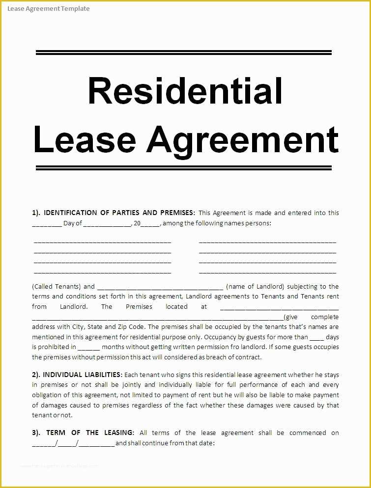 Free Printable Lease Template Of 38 Great Free Sample Residential Lease Agreement Di