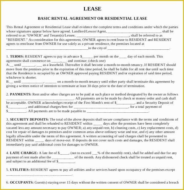 Free Printable Lease Template Of Printable Rental Agreement 13 Free Word Pdf Documents