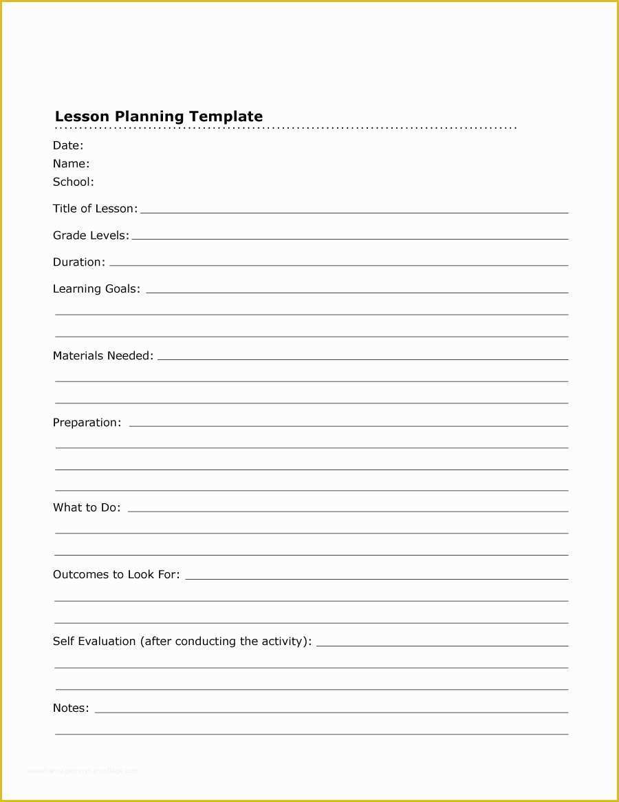 Free Printable Lesson Plan Template Of 44 Free Lesson Plan Templates [ Mon Core Preschool Weekly]