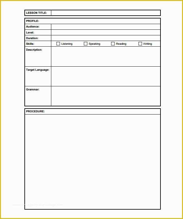 Free Printable Lesson Plan Template Of Blank Lesson Plan Template – 15 Free Pdf Excel Word