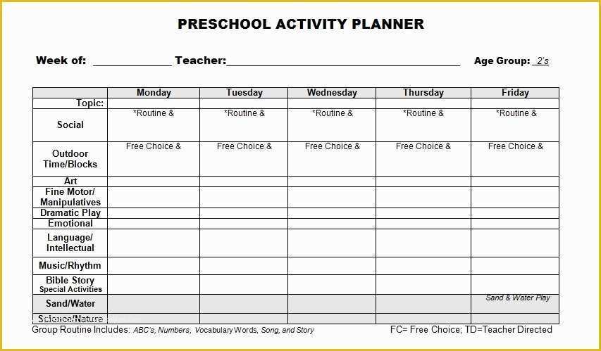 Free Printable Lesson Plan Template Of Free Preschool Lesson Plan Template Printable