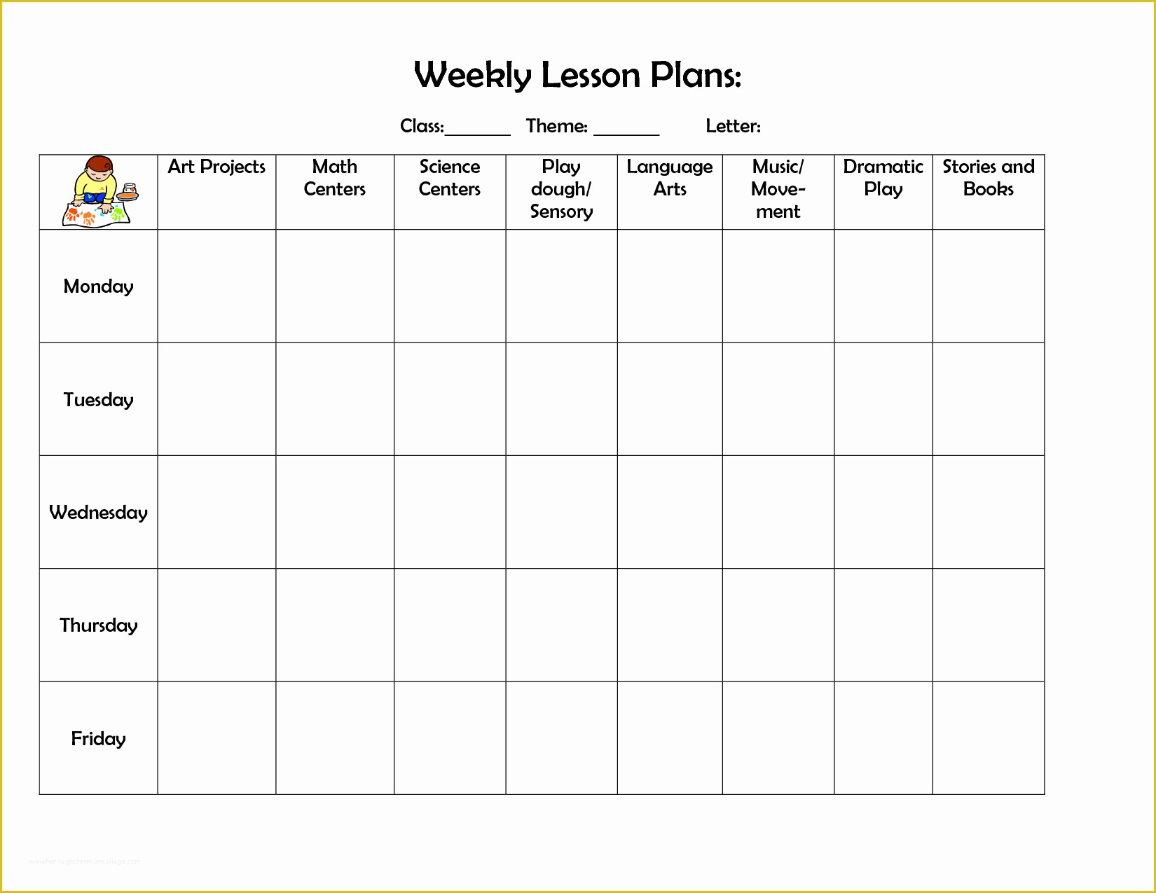 Free Printable Lesson Plan Template Of Infant Blank Lesson Plan Sheets