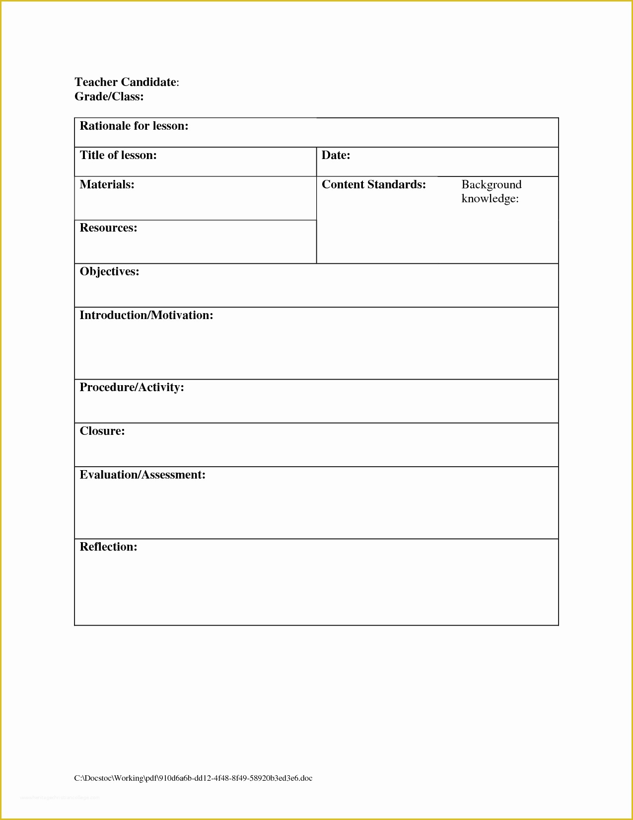 Free Printable Lesson Plan Template Of Printable Blank Lesson Plans form for Counselors
