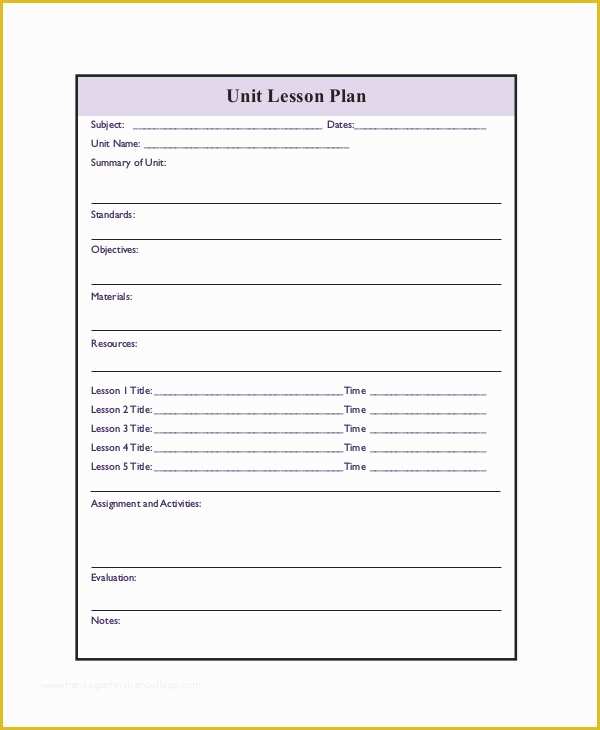 Free Printable Lesson Plan Template Of Printable Lesson Plan 7 Free Word Pdf Documents
