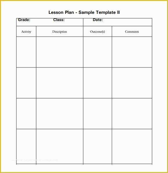 Free Printable Lesson Plan Template Of Sample Elementary Lesson Plan Template 8 Free Documents