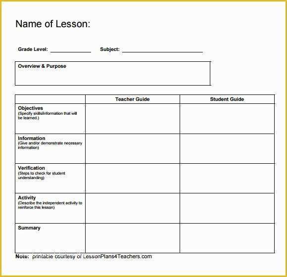 Free Printable Lesson Plan Template Of Sample Printable Lesson Plan Template 8 Free Documents