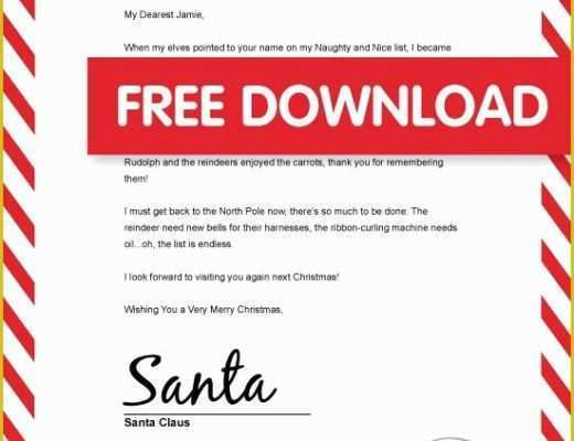 Free Printable Letter From Santa Word Template Of Free Personalised Santa Letter