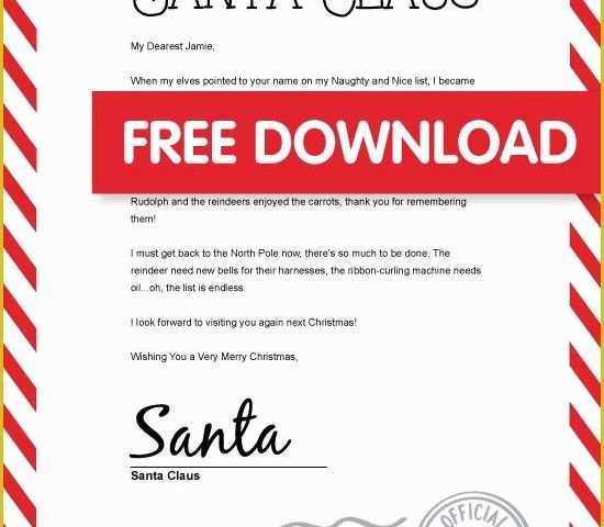 Free Printable Letter From Santa Word Template Of Free Personalised Santa Letter