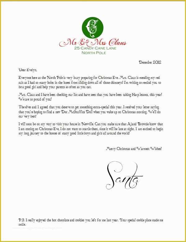 Free Printable Letter From Santa Word Template Of Free Printable Santa Letter & Envelope A Geek In Glasses