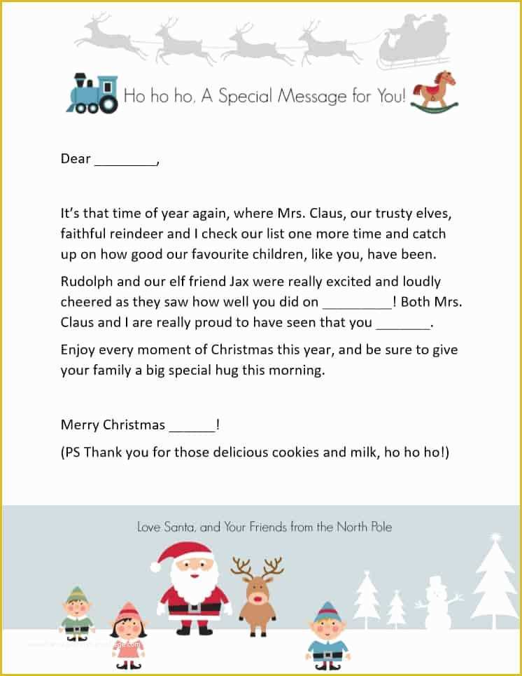 Free Printable Letter From Santa Word Template Of Letters From Santa Templates