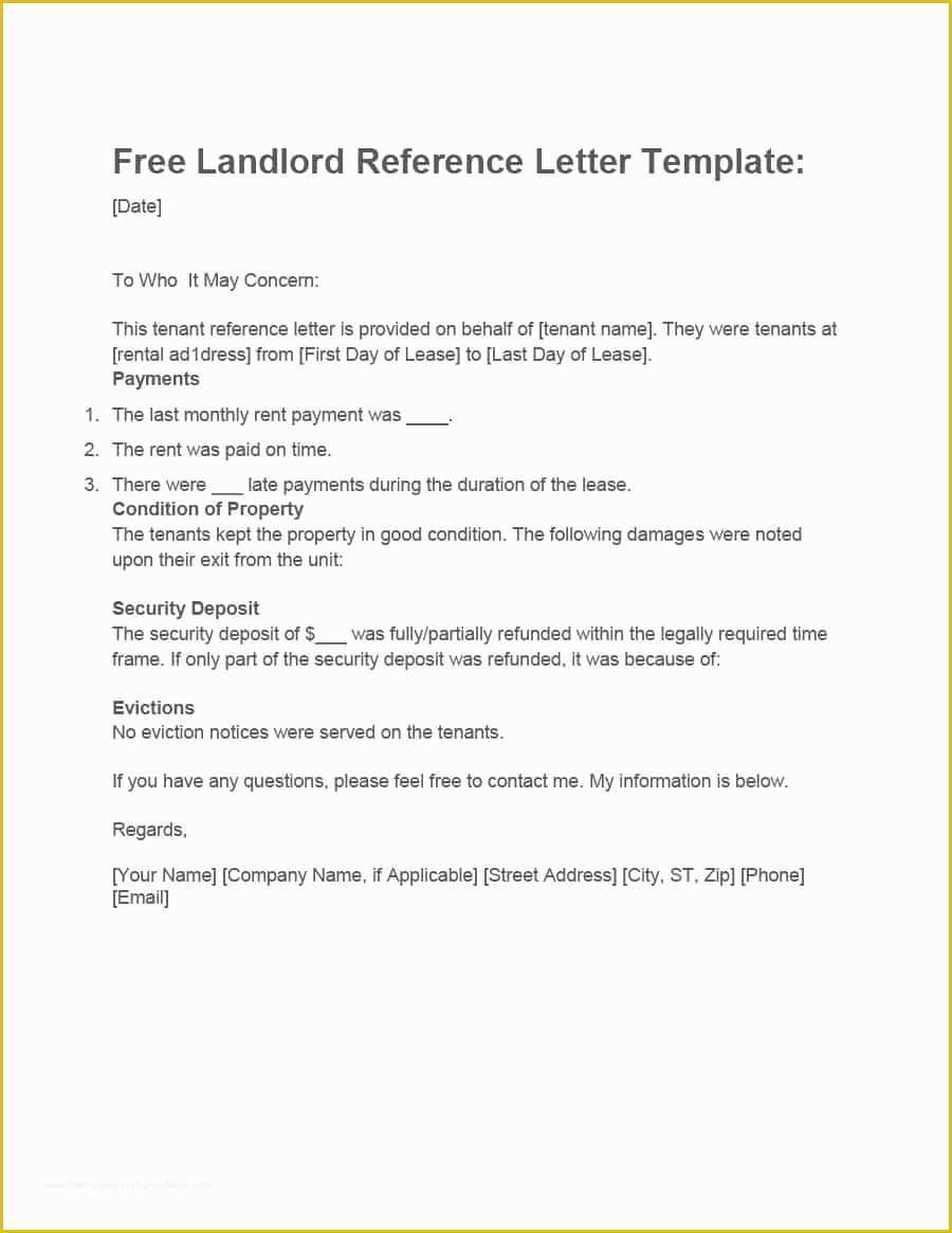 Free Printable Letter Of Recommendation Template Of 40 Landlord Reference Letters & form Samples Template Lab