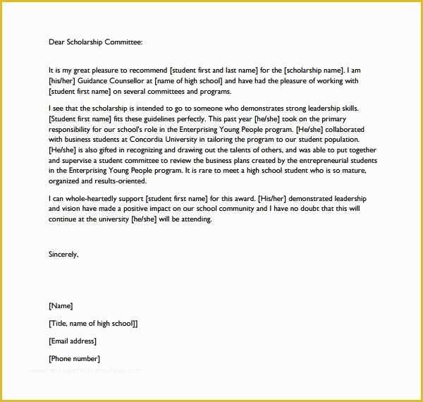 Free Printable Letter Of Recommendation Template Of Sample Student Reference Letter 6 Free Documents In Pdf