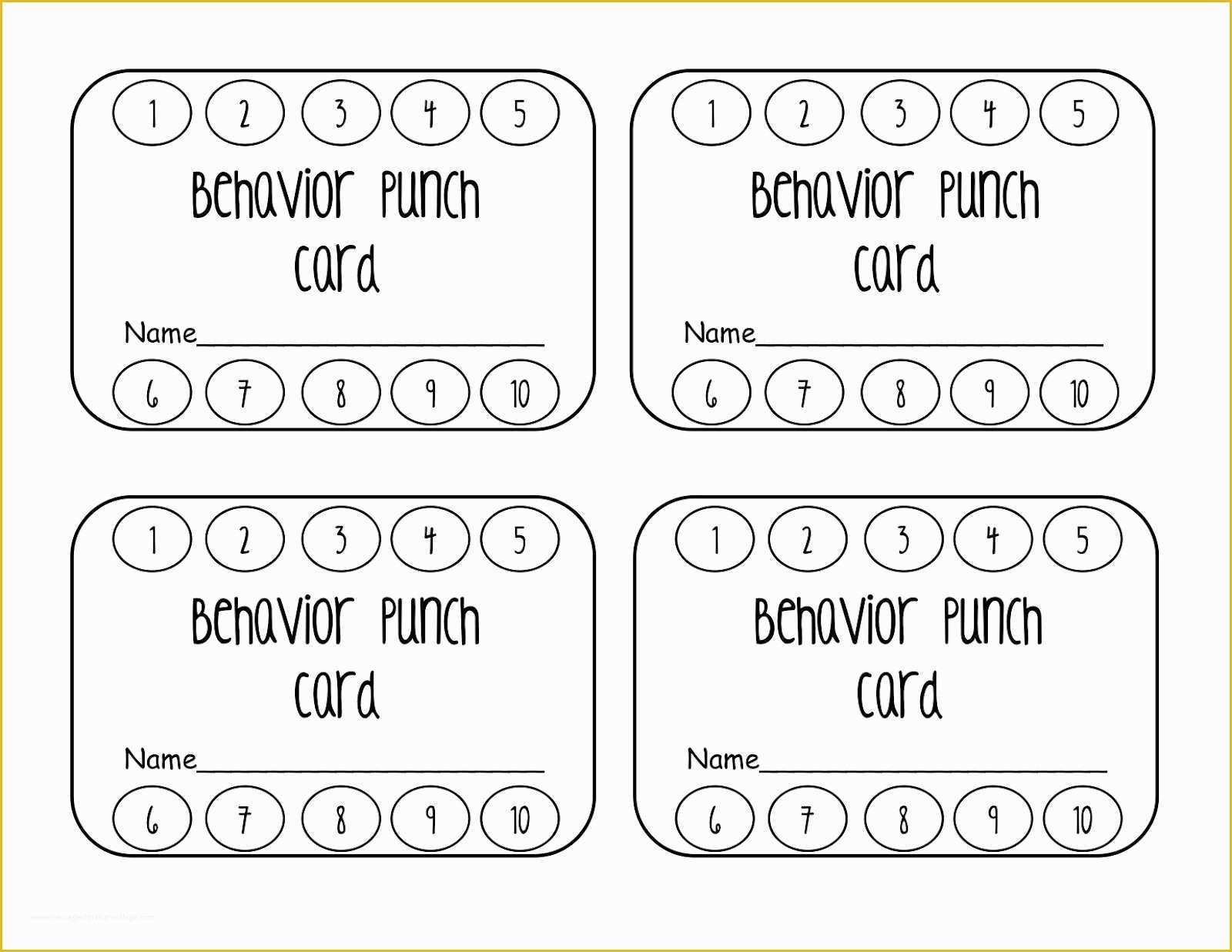 Free Printable Loyalty Card Template Of Behavior Punch Card Classroom Freebies