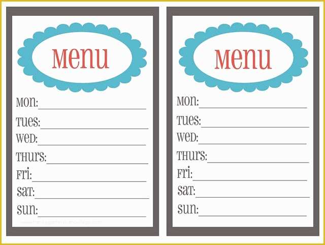 Free Printable Lunch Menu Template Of 20 Free Menu Planner Printables