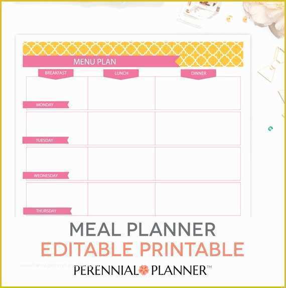 Free Printable Lunch Menu Template Of Menu Plan Weekly Meal Planning Template Printable Editable