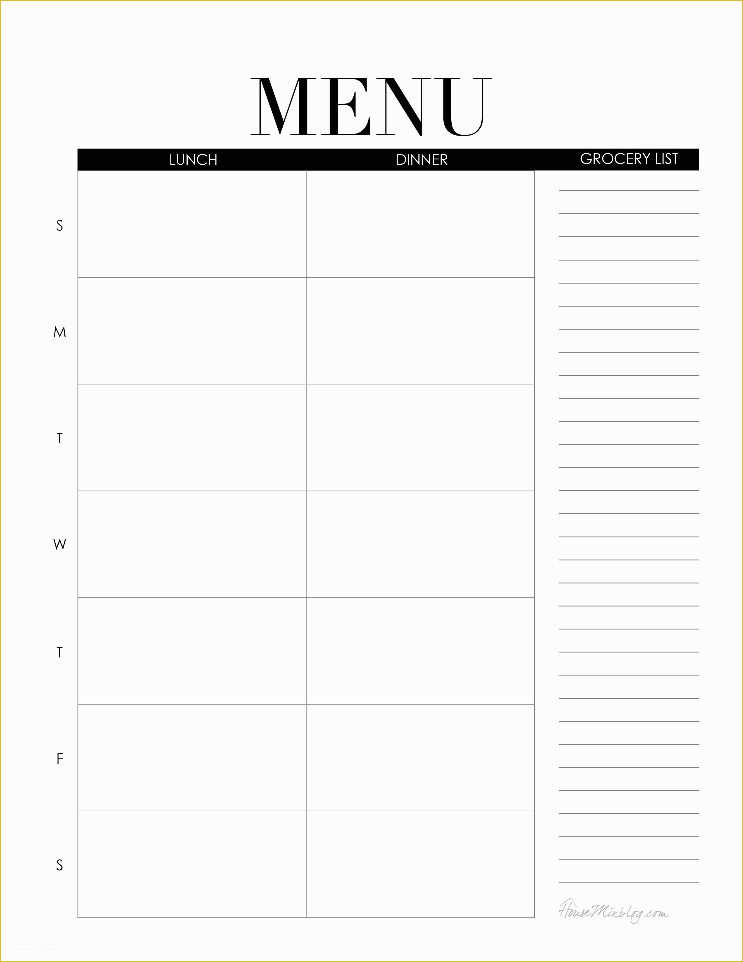 Free Printable Lunch Menu Template Of Mini Mand Center with Printables