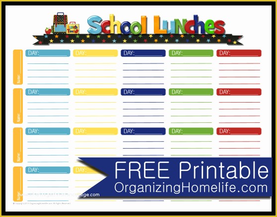 Free Printable Lunch Menu Template Of School Lunch Ideas &amp; A Free School Lunches Printable