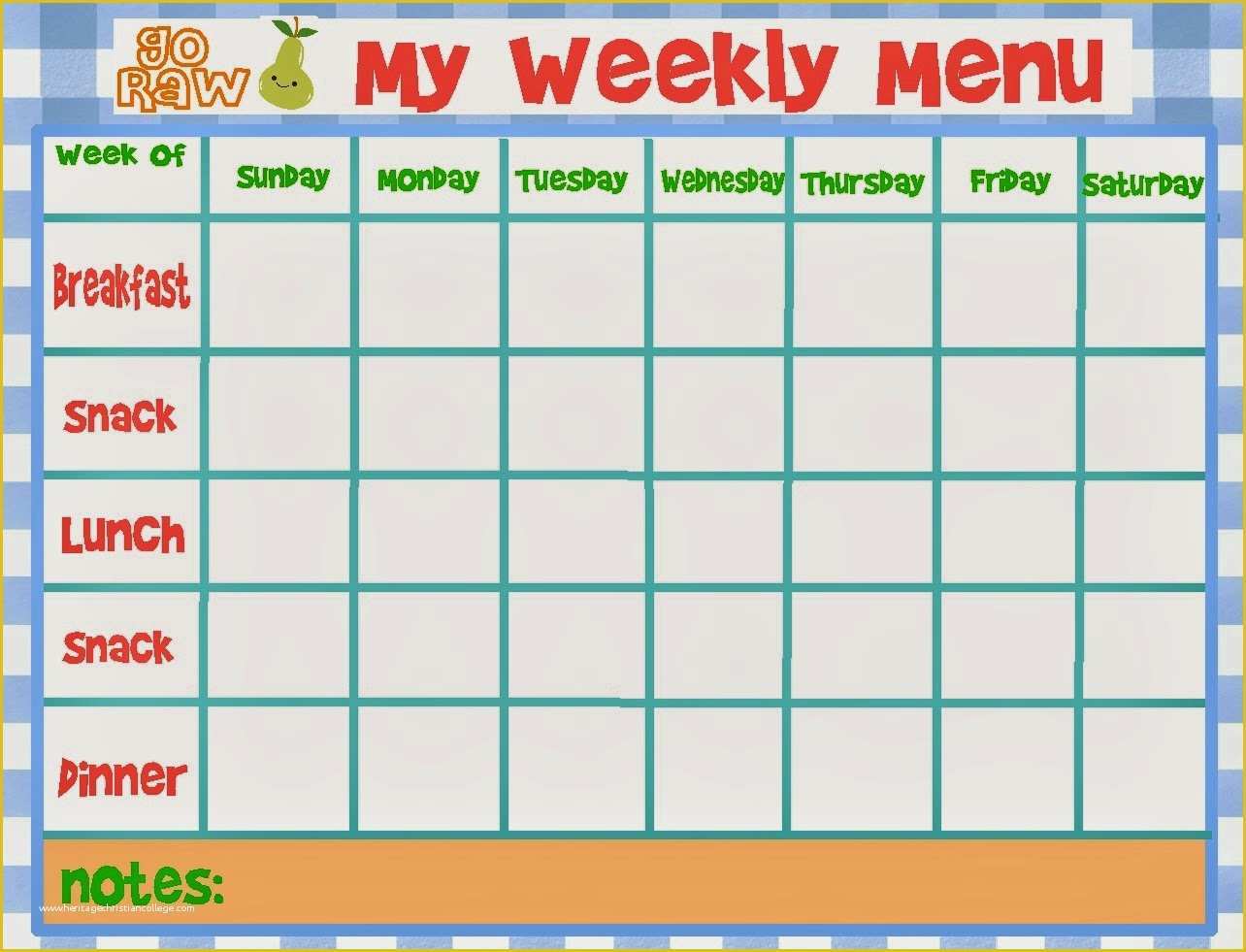 Free Printable Lunch Menu Template Of Weekly Menu Template