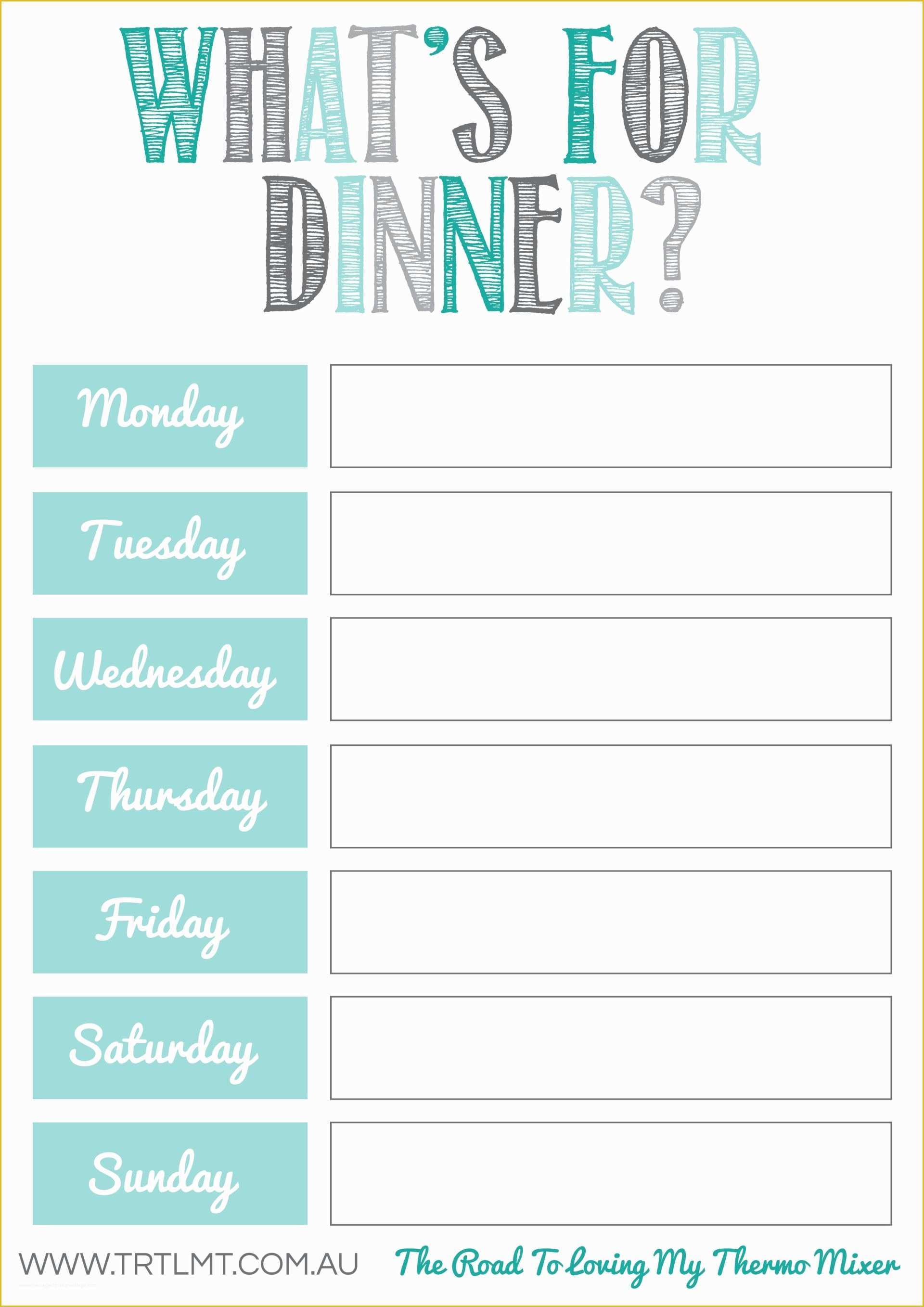 Free Printable Lunch Menu Template Of What S for Dinner 2 Fb organization