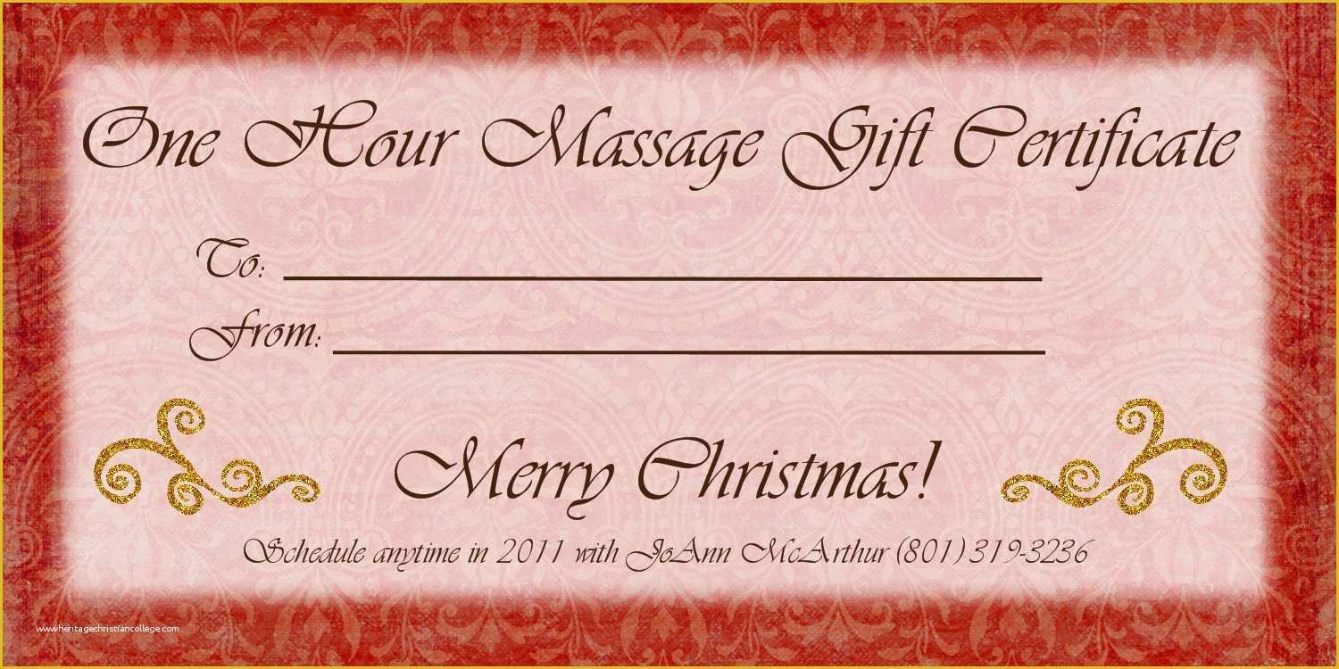 Free Printable Massage Gift Certificate Templates Of Pure Massage