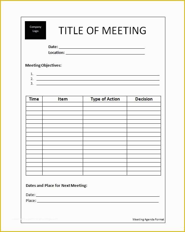 Free Printable Meeting Minutes Template Of 11 Agenda Meeting format