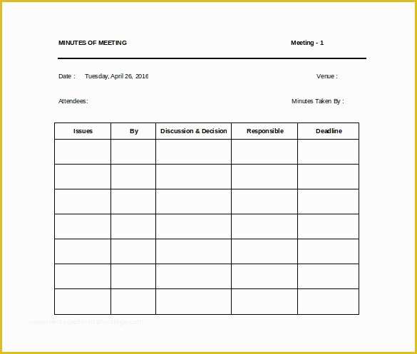 Free Printable Meeting Minutes Template Of 44 Sample Meeting Minutes Template Google Docs Apple
