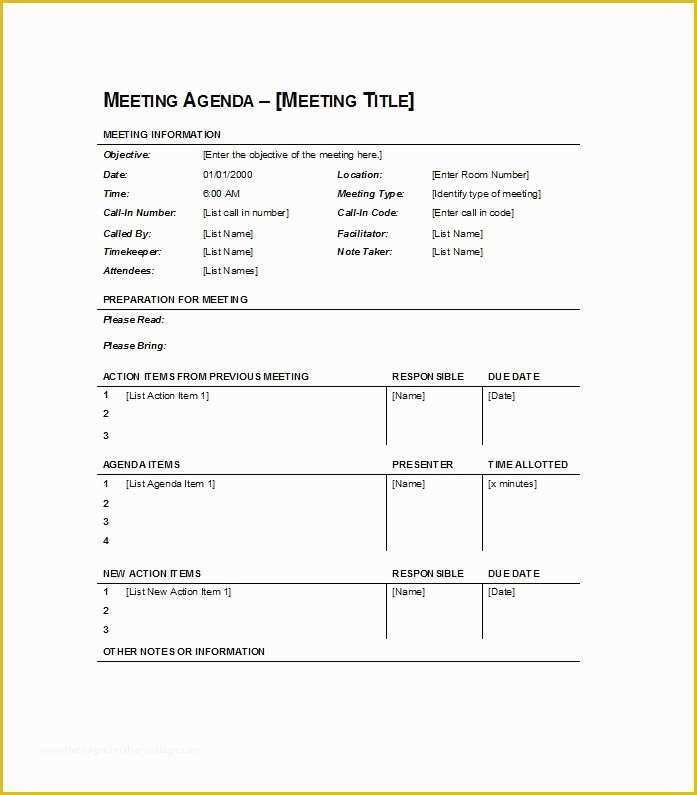 Free Printable Meeting Minutes Template Of 46 Effective Meeting Agenda Templates Template Lab