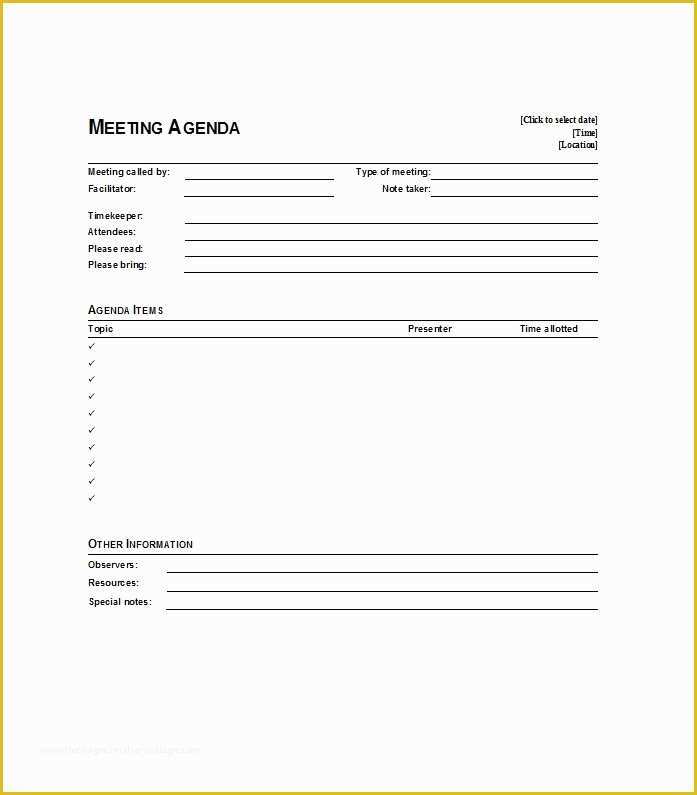 Free Printable Meeting Minutes Template Of 51 Effective Meeting Agenda Templates Free Template