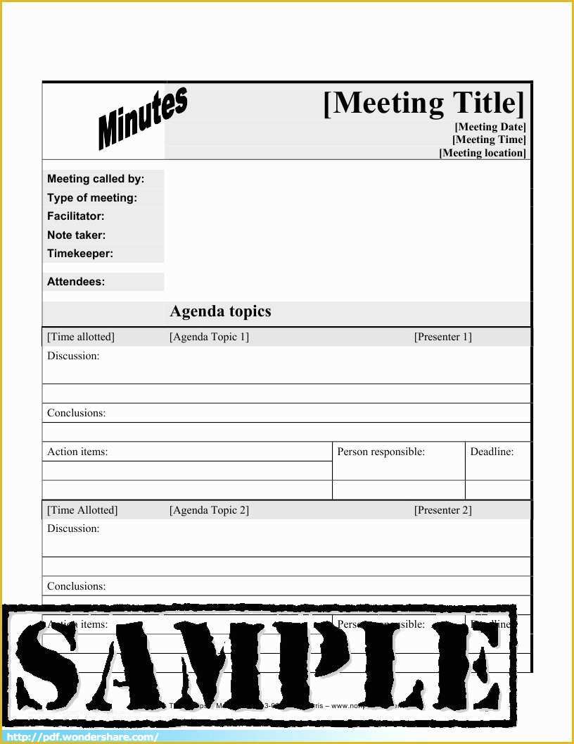 Free Printable Meeting Minutes Template Of Meeting Minutes Template Free Download Create Edit Fill