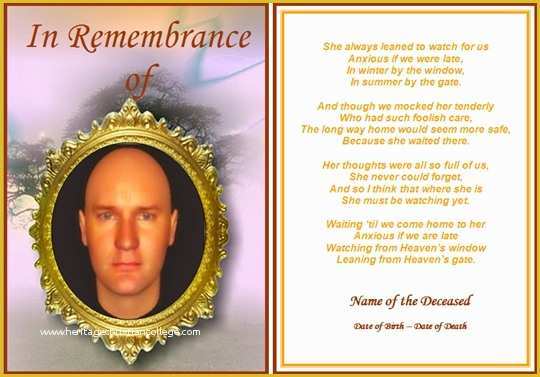 Free Printable Memorial Card Template Of 8 Best Of Free Printable Funeral Cards Free