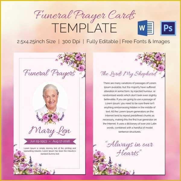 Free Printable Memorial Card Template Of Any Occasion Prayer Card Templates Prayer Cards Funeral