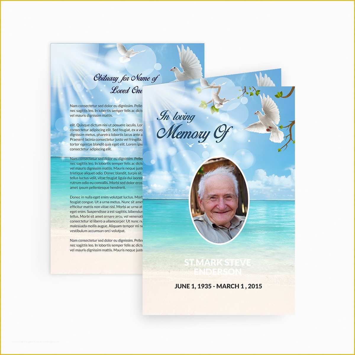 Free Printable Memorial Card Template Of Dove Funeral Card Funeral Pamphlets