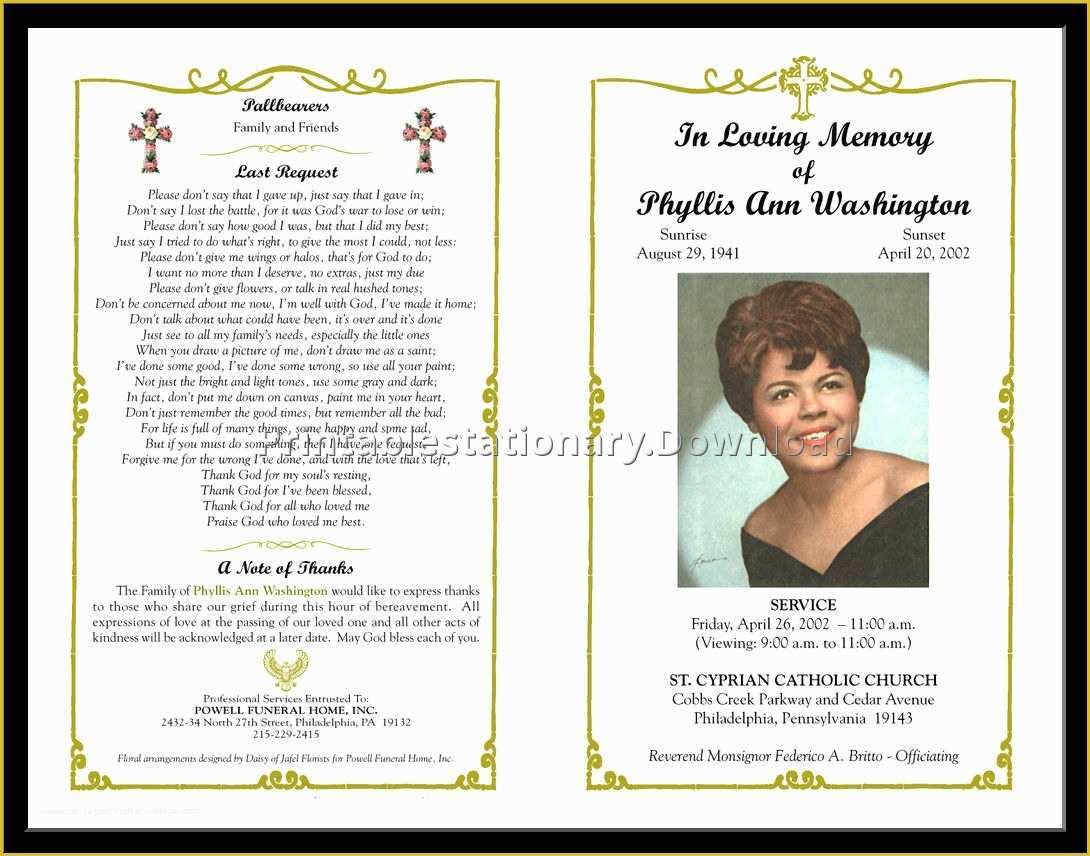 Free Printable Memorial Card Template Of Free Funeral Program Template