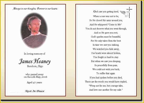 Free Printable Memorial Card Template Of Free Printable Memorial Cards Memorial Cards Template