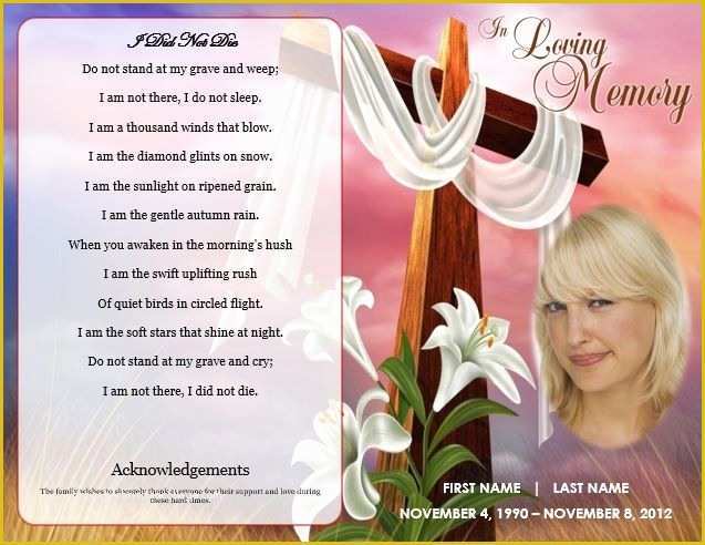Free Printable Memorial Card Template Of Funeral Program Template Cross theme Memorial Service