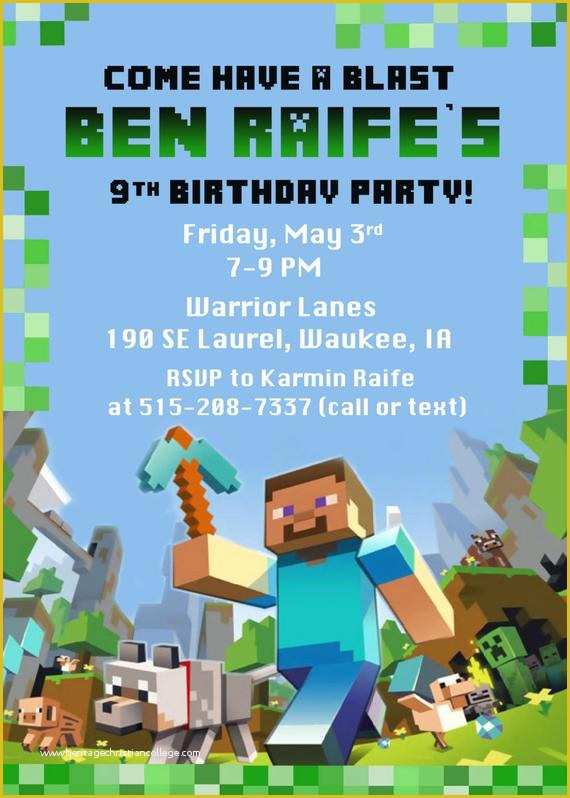 Free Printable Minecraft Birthday Party Invitations Templates Of 40th Birthday Ideas Free Printable Minecraft Birthday
